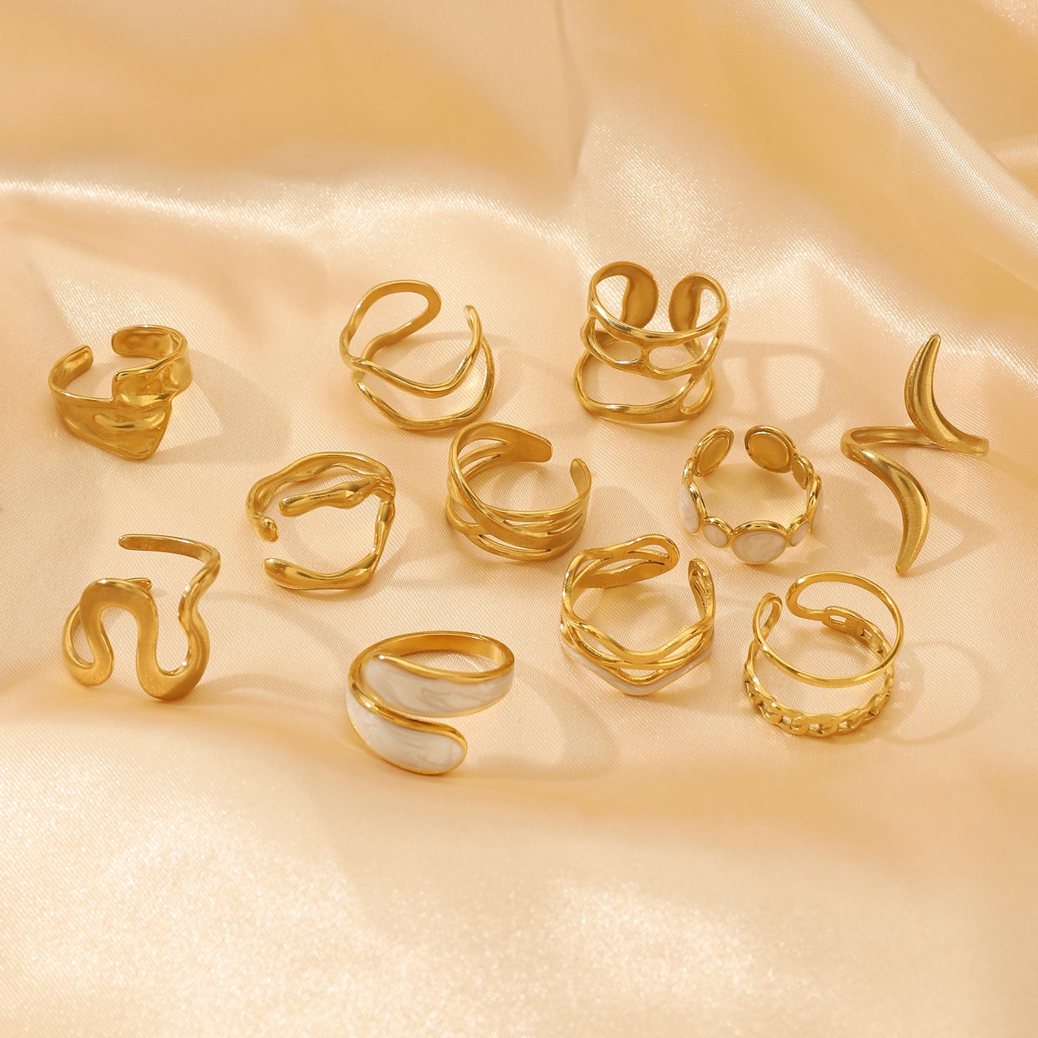 Anello di apertura a trama irregolare con goccia d'olio in acciaio inossidabile all'ingrosso