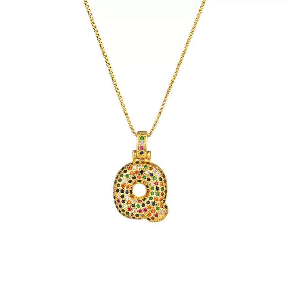 Wholesale Hip-Hop 26 Letter Pendant Set,  Gold Plated Copper Diamond-Set,  Chic Jewelry Gift