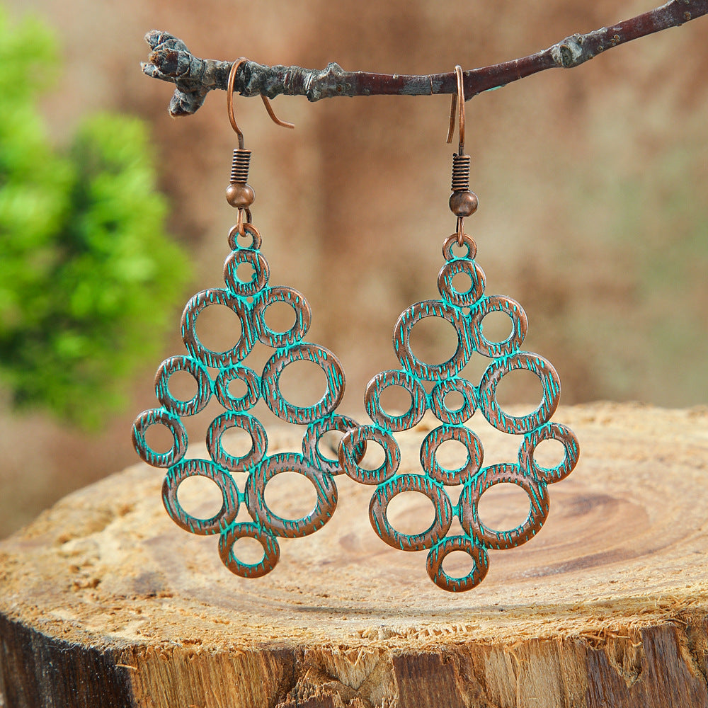 Wholesale Bohemian Hollow Geometric Retro Vintage Alloy Earrings for Everyday Wear or Gift