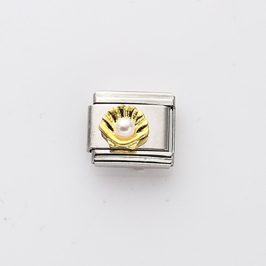 Wholesale 10pcs Italian Charm Bracelet 9mm DIY Splicing Pearl Heart Stainless Steel Composable Bracelet