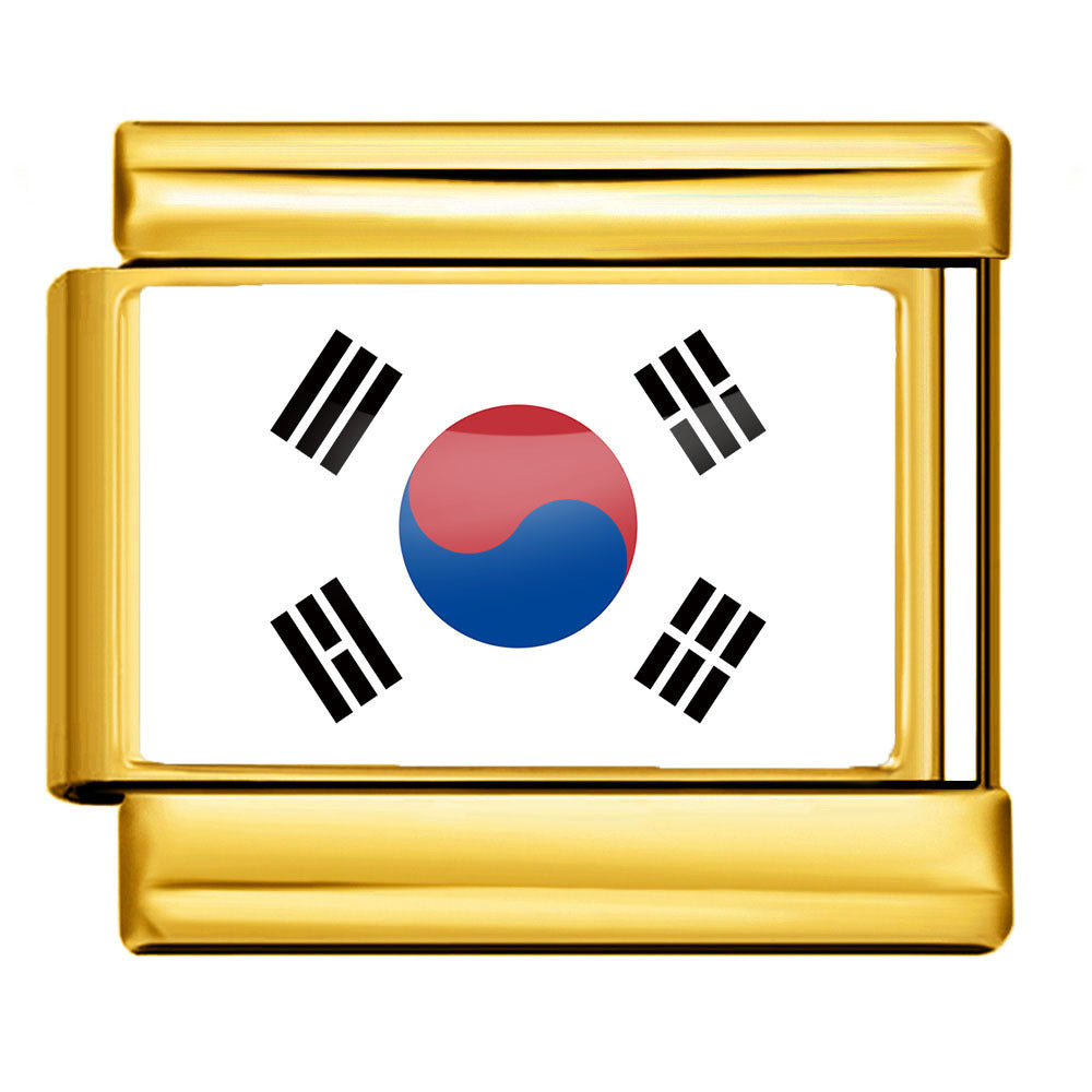 Wholesale Golden World Flag Photo Epoxy Italian Module Bracelet DIY Stainless Steel Elastic Strap Chain Bracelet