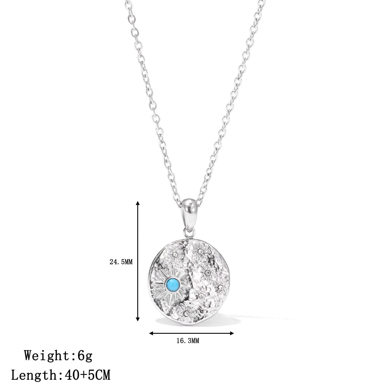 Wholesale Blue Turquoise & Titanium Steel Clavicle Sweater Necklace