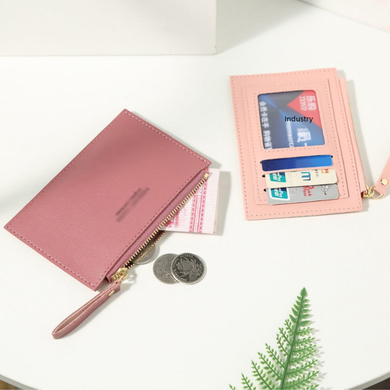 Wholesale solid color mini card holder PU zipper small coin purse