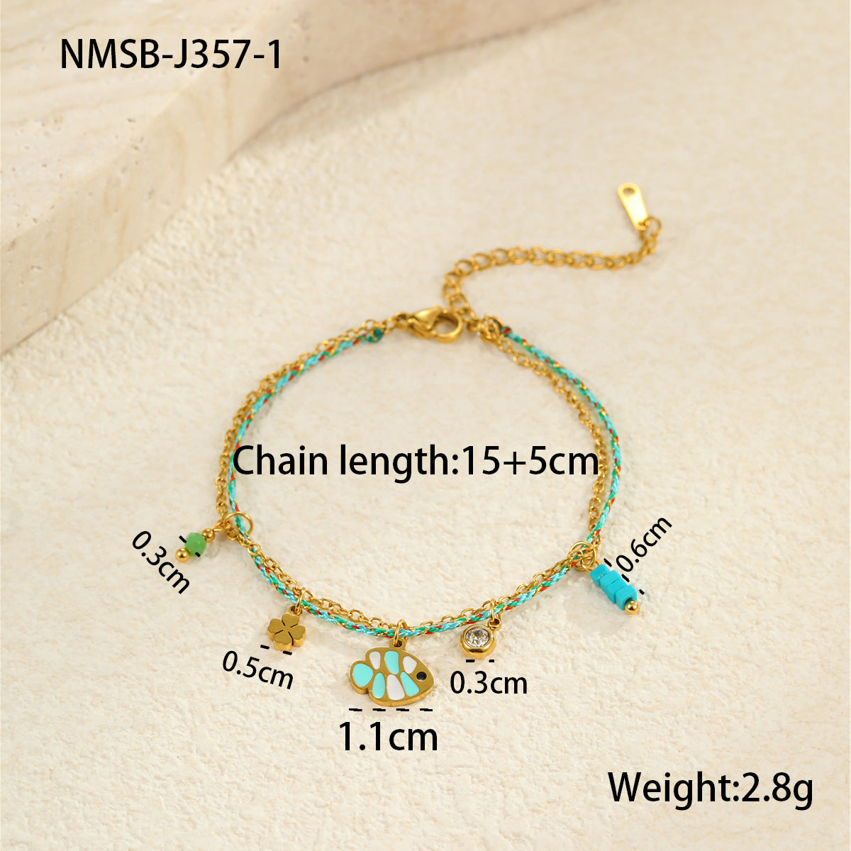 Wholesale  Ocean Braided Rope Bracelet Stainless Steel Plated 18K Gold Bracelet