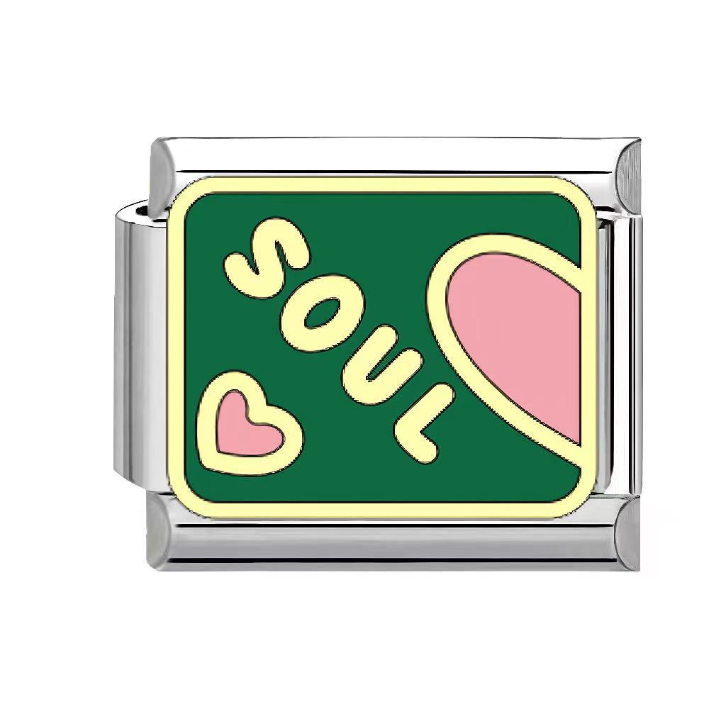 Wholesale  Italian Charm Bracelet 9mm DIY dripping paint Creative Stainless Steel Composable Bracelet