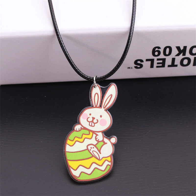 Wholesale Easter Bunny Egg Acrylic Pendant Necklace ACC-NE-DA002