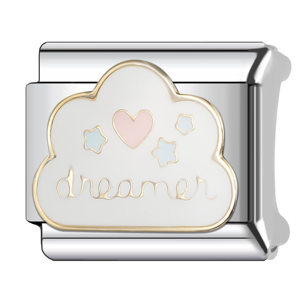 Wholesale Italian Charm Bracelet 9mm DIY Splicing Stainless Steel Wedding Couple Anniversary Cartoon Composable Bracelet