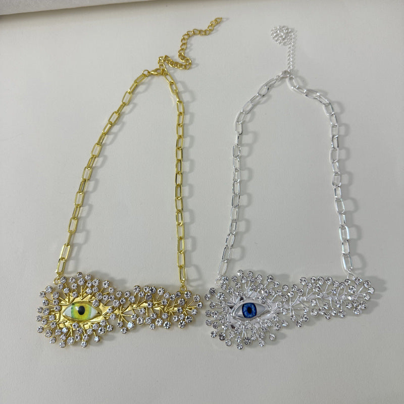 Wholesale  Personality Burst Eye Full Diamond Necklace