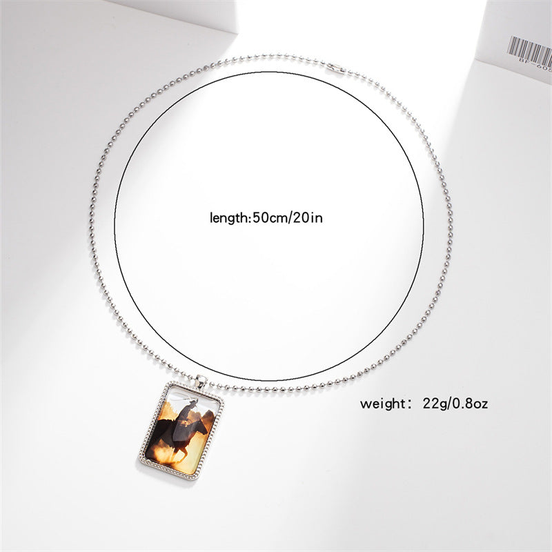 Wholesale Western Denim Keychain Bag Pendant European Style Trendy Personality Riding Metal Pendant Necklace Wholesale ACC-KC-HuiWen002