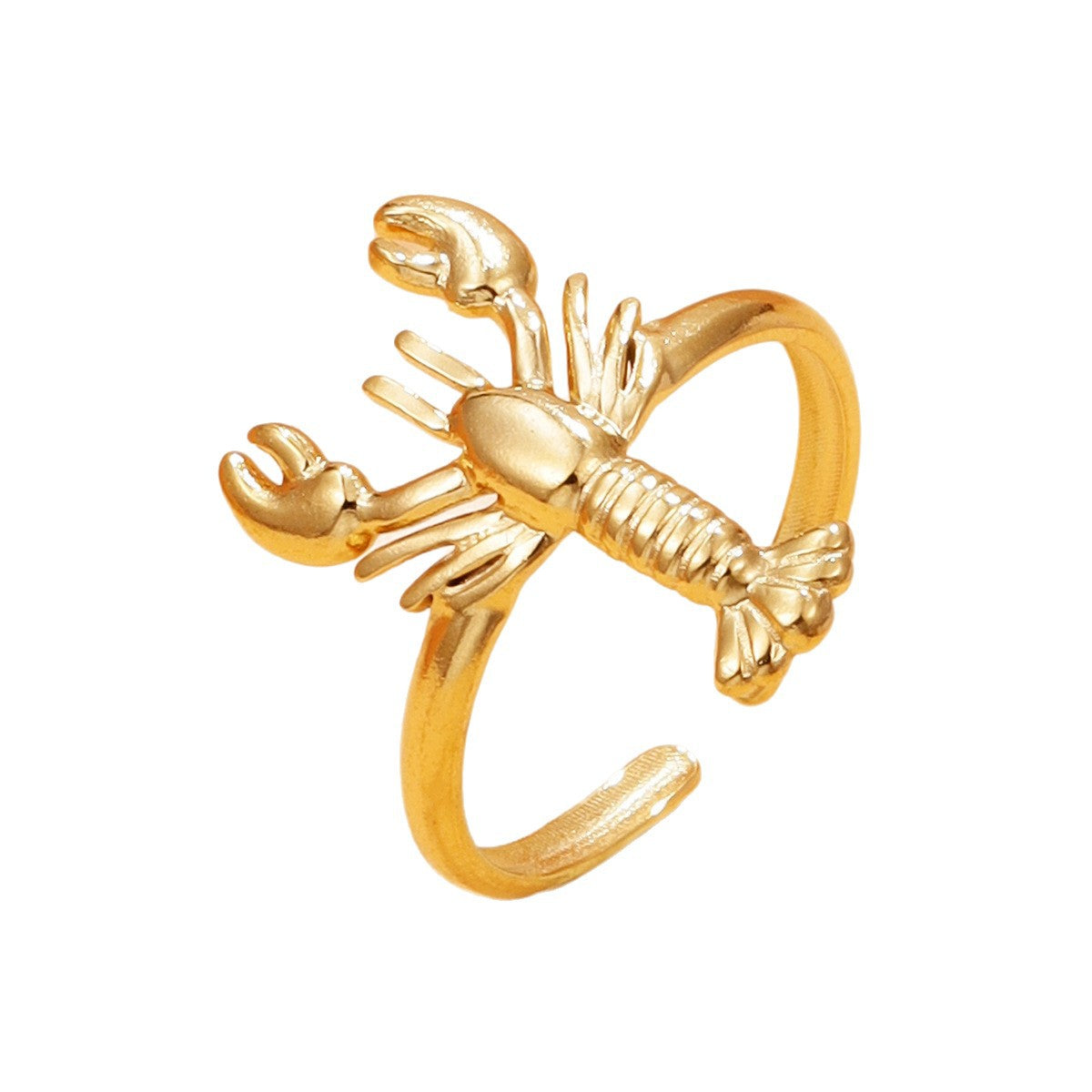 Wholesale Stainless Steel Lobster Ring 18K Gold Plated Ocean Resort Style Jewelry Accessory for Women