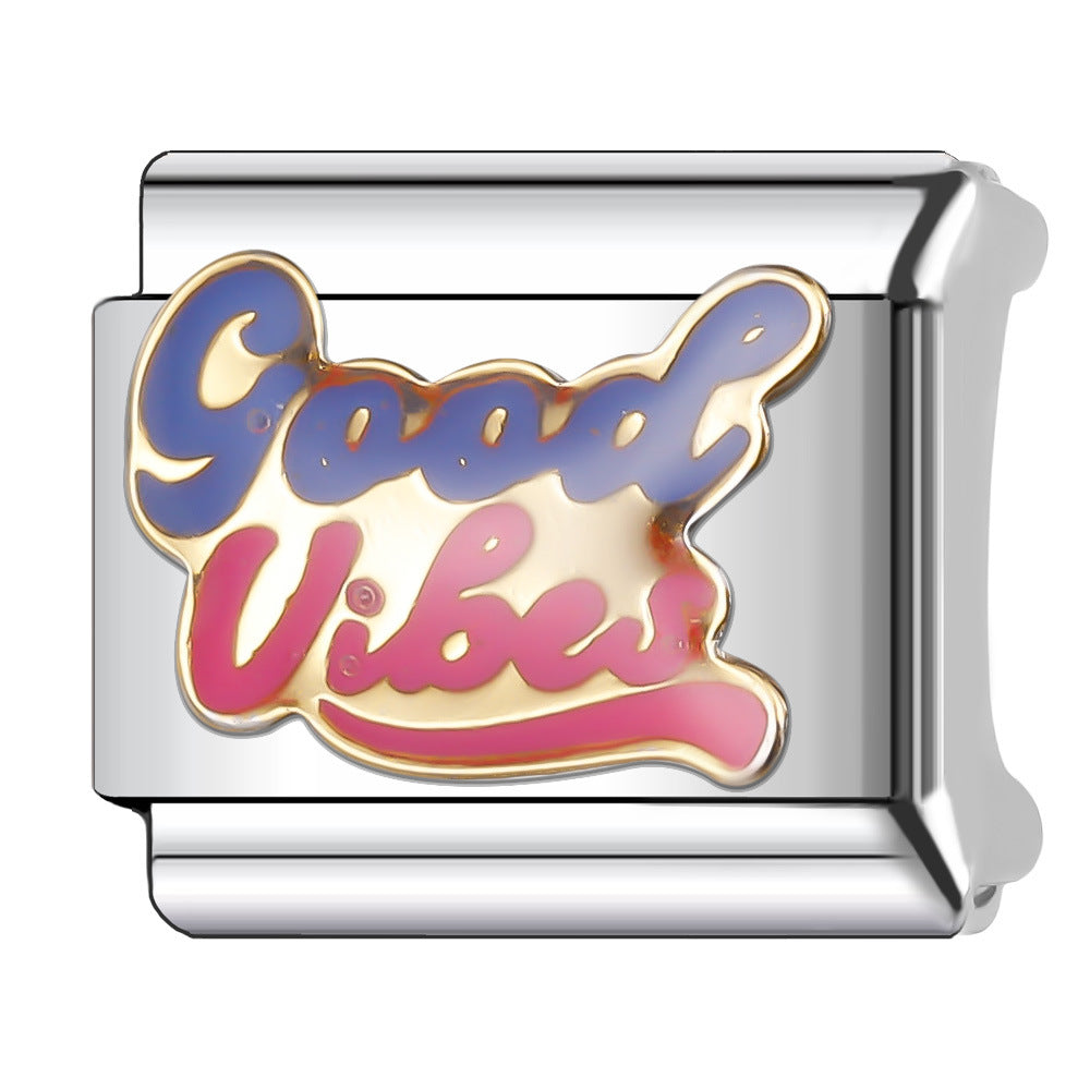 Wholesale Italian Charm Bracelet 9mm DIY Splicing English Stainless Steel Composable Bracelet