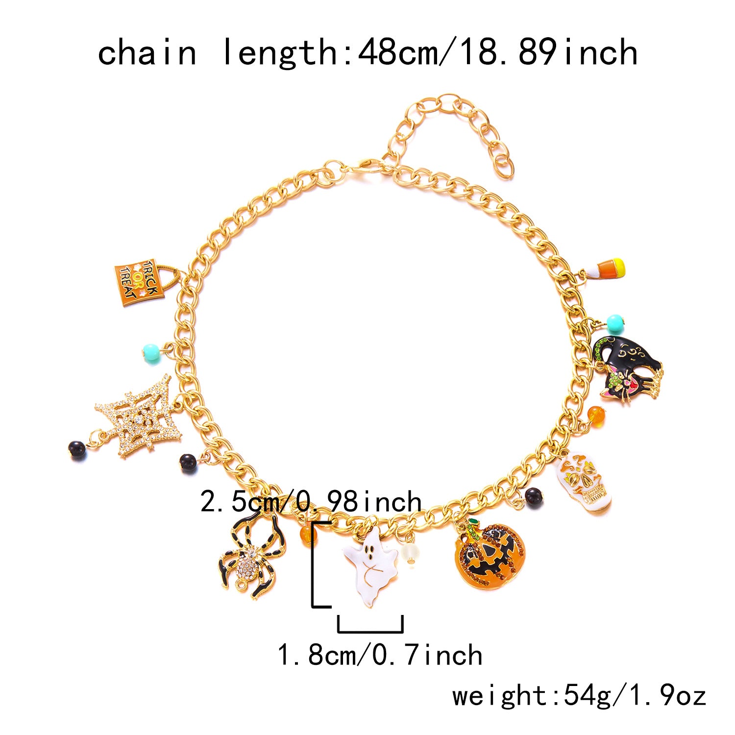 Wholesale  Oil Drop Cartoon Pumpkin Skull Ghost  Chain Necklace Jewelry Set Fashion Accessory for Resale