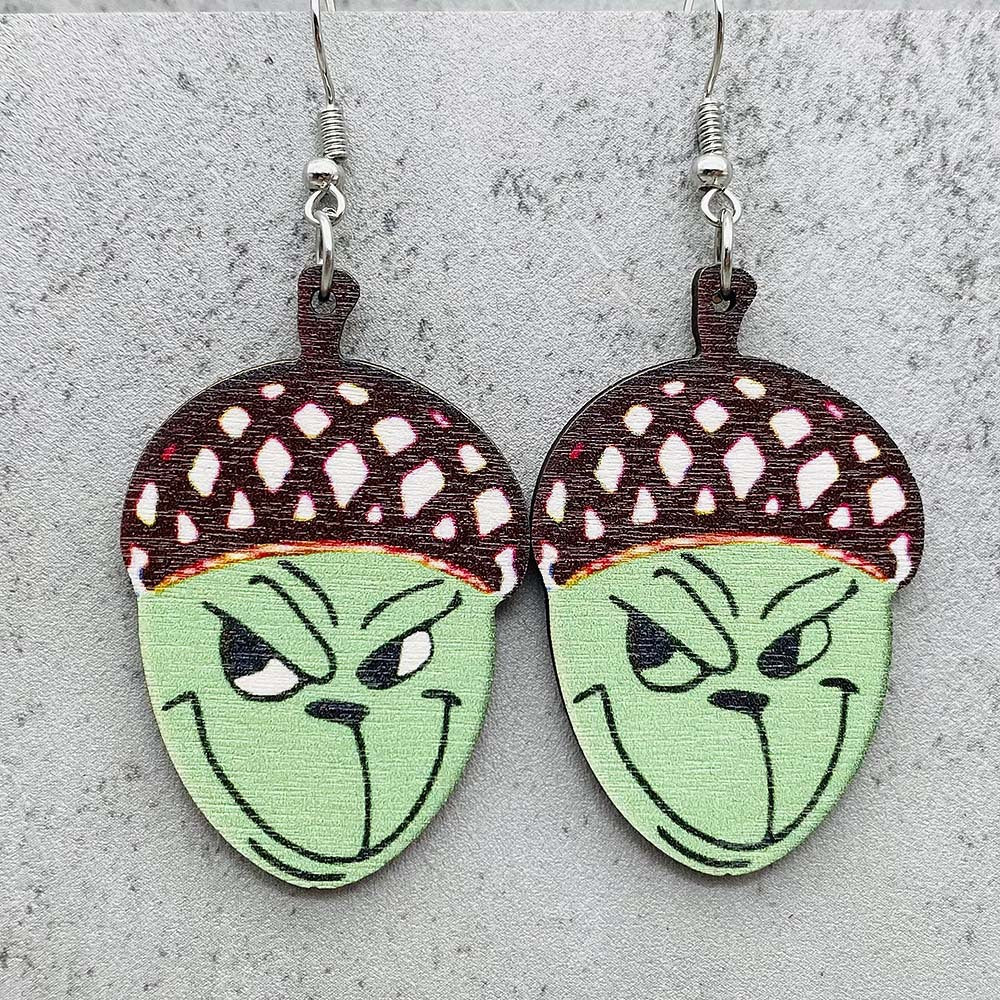 Wholesale  Thanksgiving Wooden Earrings Pumpkin Turkey Maple Leaf Print Drop Earrings