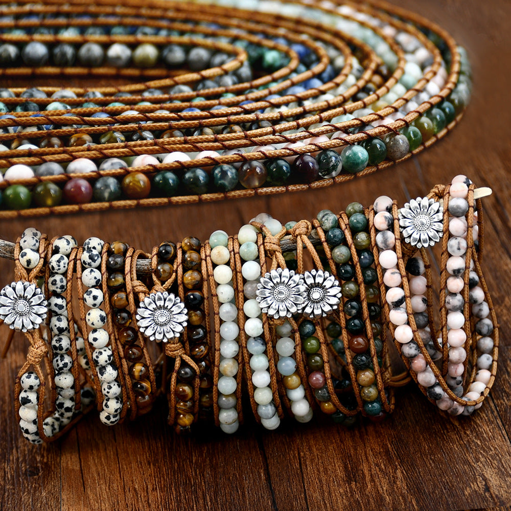 Wholesale Natural Stone Beaded Multi-layer Braided Bracelet ACC-BT-Youf001