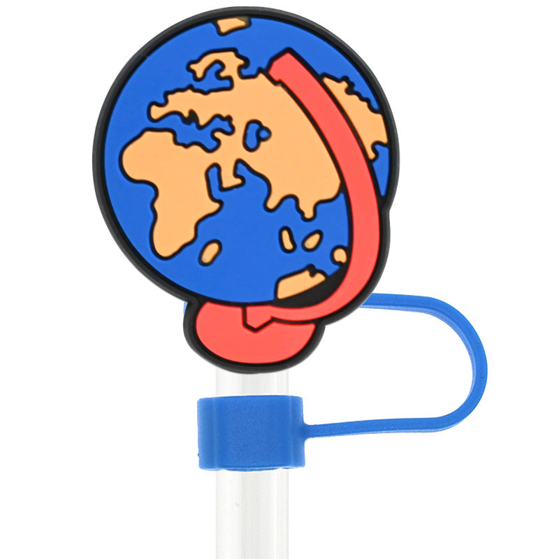 Wholesale Random 100pcs Back To School 10mm PVC Soft Glue Straw Tube Cap ACC-SCR-RYY095