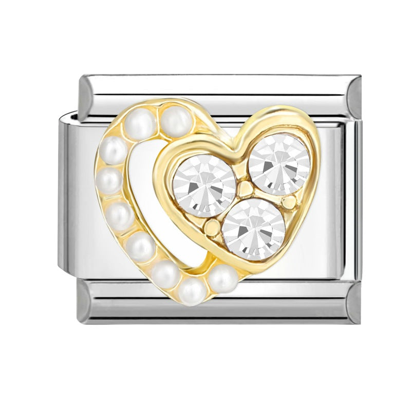 Wholesale Italian Charm Bracelet 9mm DIY Splicing Removable Stainless Steel Diamond Patch Composable Bracelet