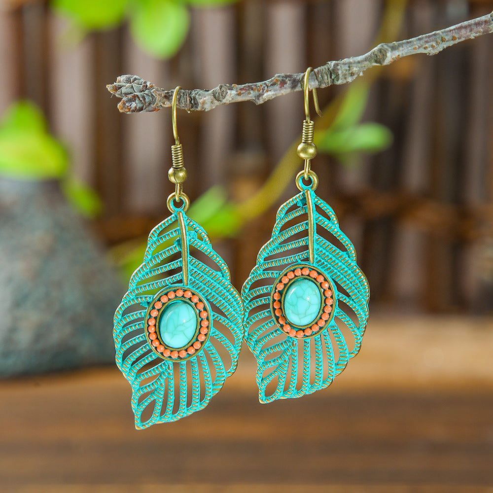 Wholesale Vintage Tree Leaf Alloy Earrings Simple Everyday Fashion Accessory