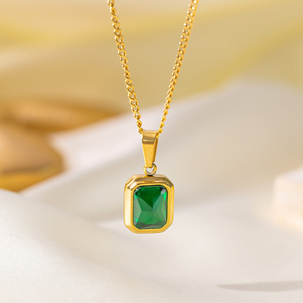 Wholesale Vintage Titanium Steel Plated 18K Gemstone Necklaces ACC-NE-Qiyun006