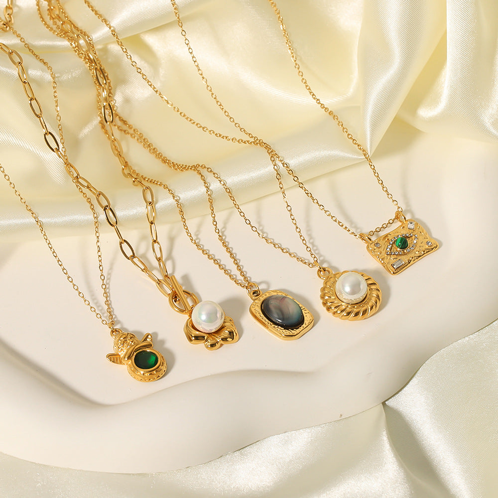 Wholesale Stainless steel  freshwater pearl necklace O-chain necklace