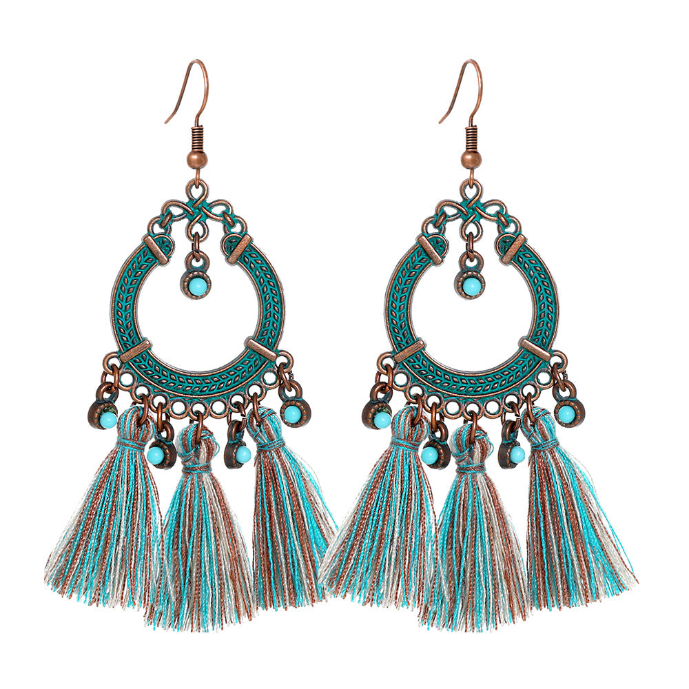 Wholesale Crystal Bohemian Tassel Earrings Vintage Style Women Jewelry Accessory for Everyday Gift