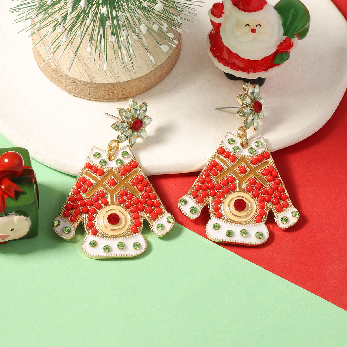 Wholesale Christmas alloy inlaid zircon earrings