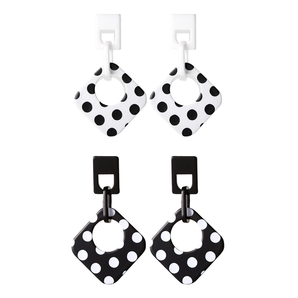 Wholesale black and white polka dot geometric diamond acrylic earrings