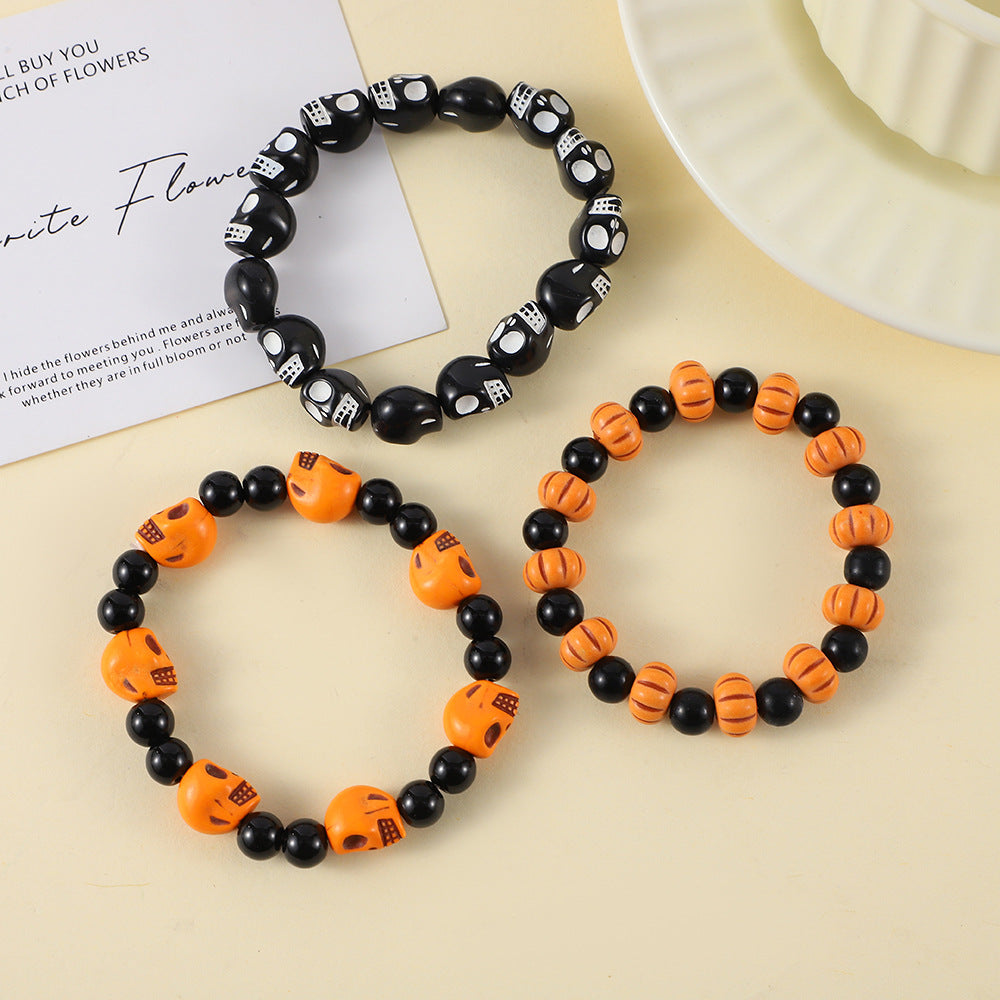 Wholesale  Beaded Bracelet Set Pumpkin Skull Retro Bracelet