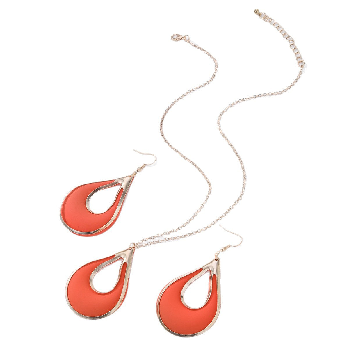 Wholesale Zinc Alloy Water Drop Hollow Pendant Necklace And Earrings Set Black Fashion Jewelry For Women Chic Party And Everyday Wear