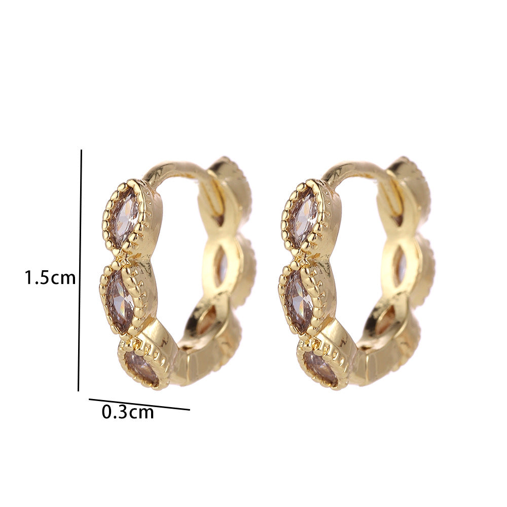 Wholesale Modern Butterfly Flower Earrings With Micro Set Zircon 18K Gold Plated Copper Fashion Party Gift Jewelry Accessory