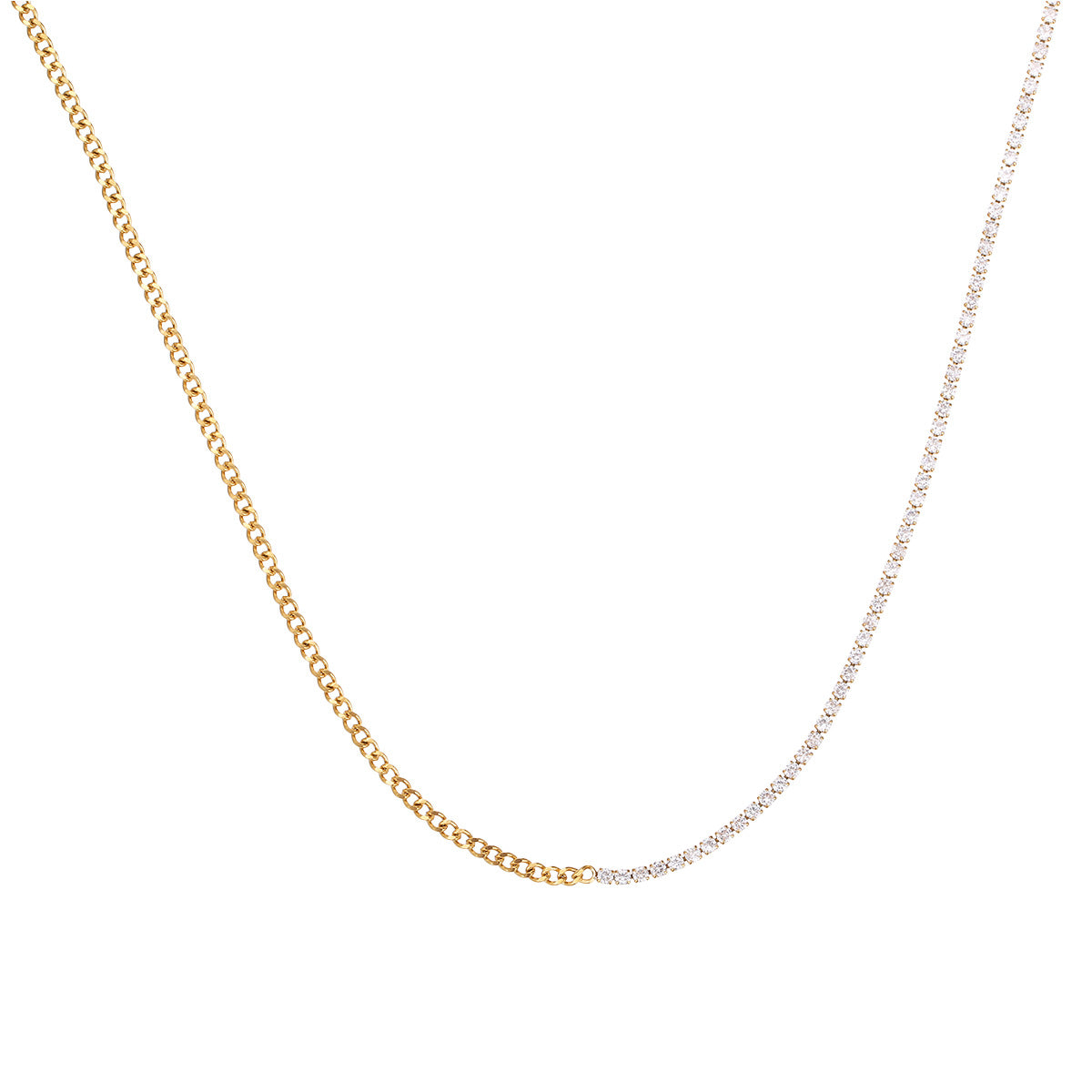 Wholesale  simple inlaid zircon necklace strip stainless steel plated 18K gold high-grade bracelet