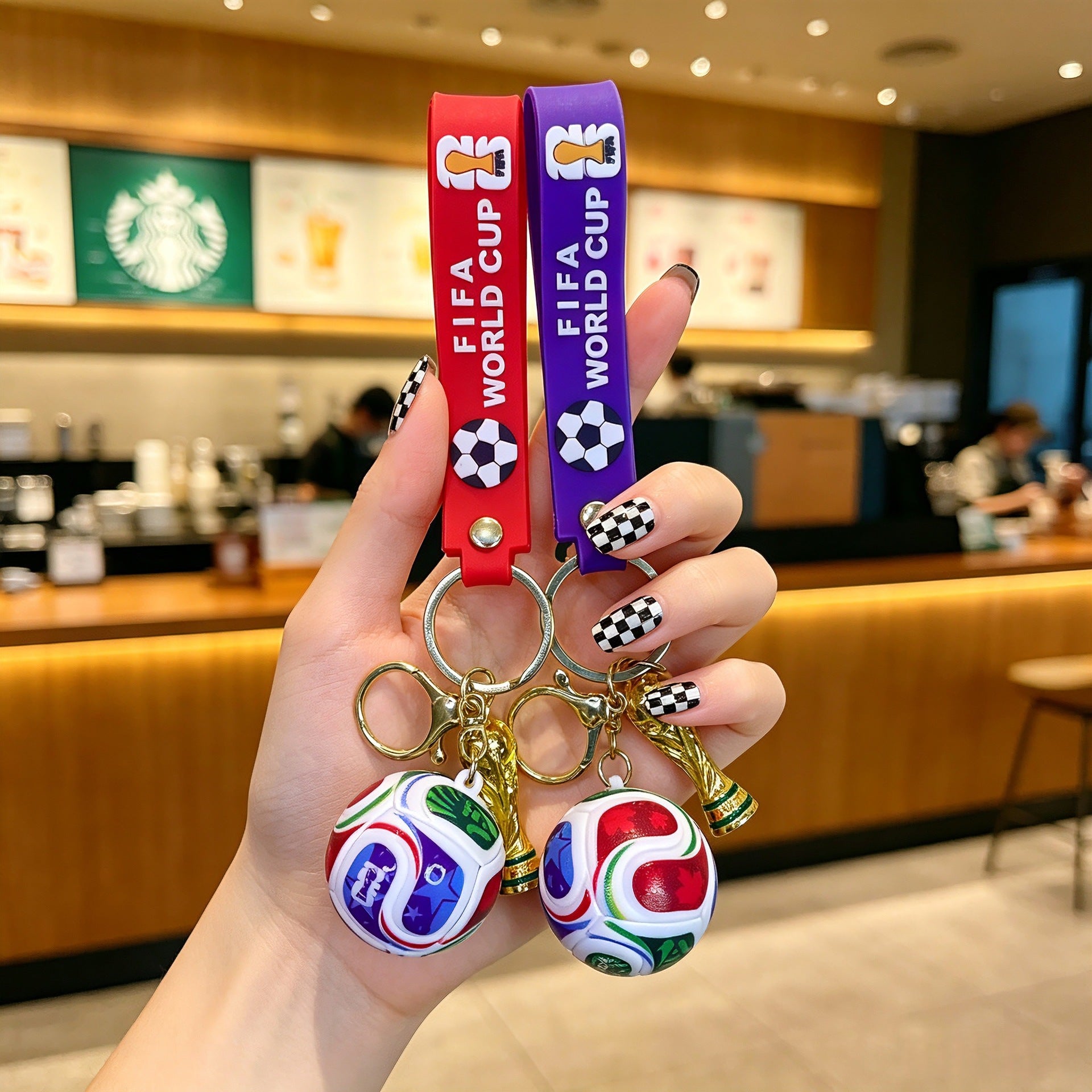 Wholesale PVC World Cup Soccer Keychain Cartoon Bag Charm Car Key Accessory