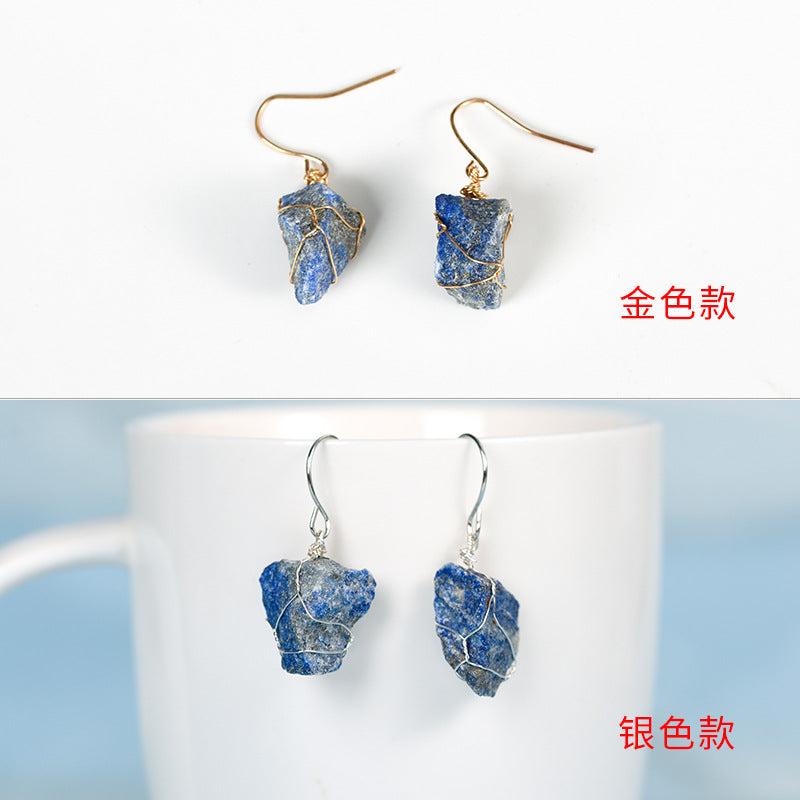 Wholesale Natural Crystal Irregular Rough Stone Earrings ACC-ES-ZhiSF001