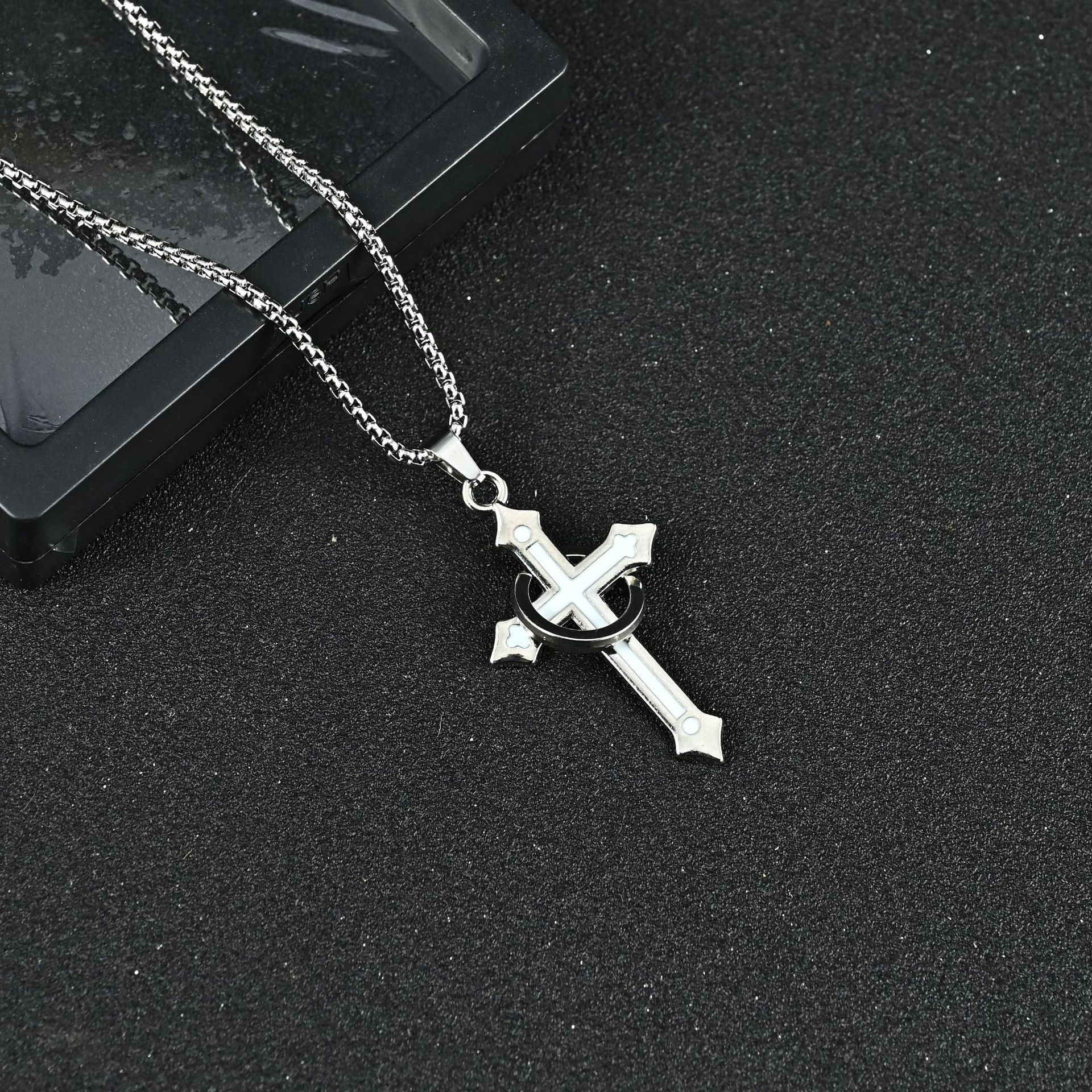 Wholesale Chic Cross Pendant Necklace For Men Titanium Steel Chain Jewelry Accessory Gift
