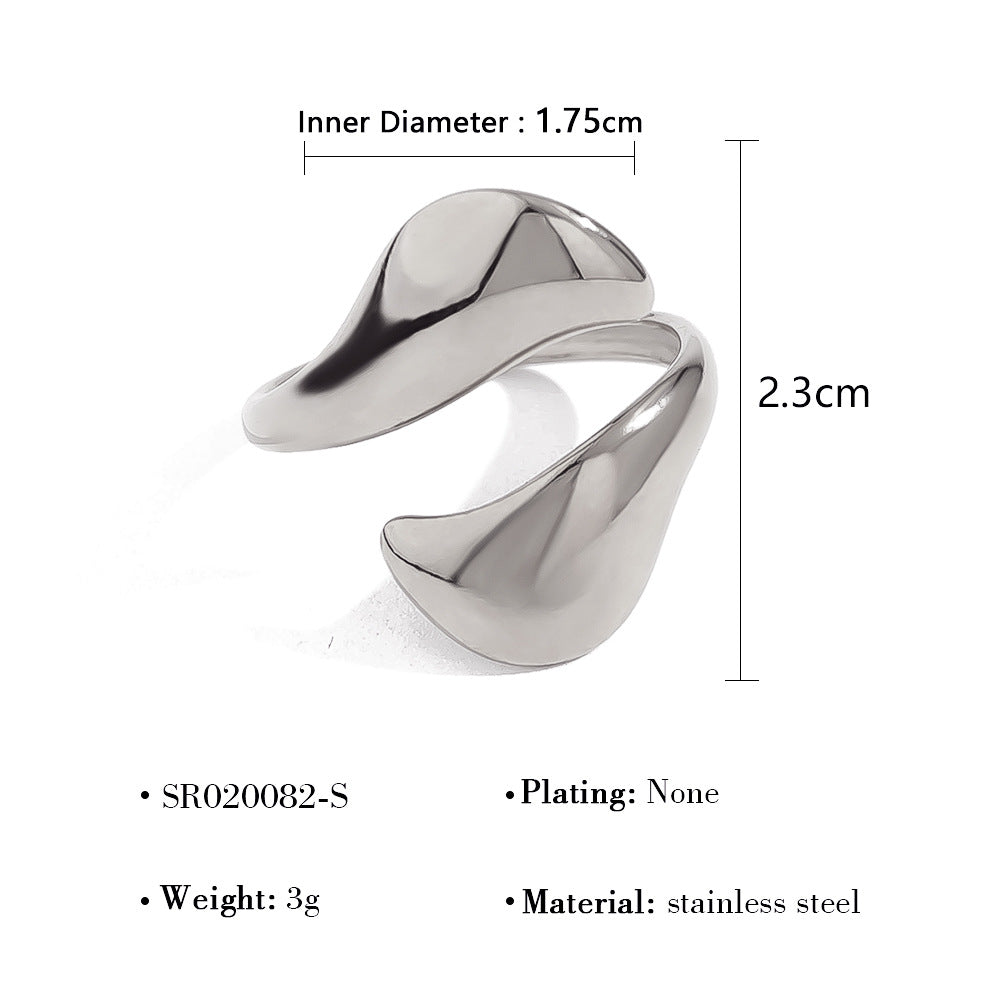 Wholesale 18K gold  mirror titanium steel opening ring design geometric arc ring suit