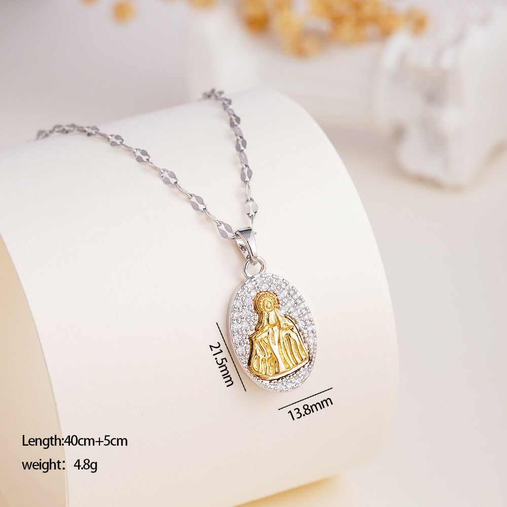 Wholesale Full Zircon Simple Versatile Stainless Steel Necklace