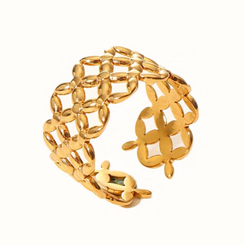 Wholesale Leaf Geometric Stainless Steel Rings 18k Gold Plated Rings ACC-RS-MuC013