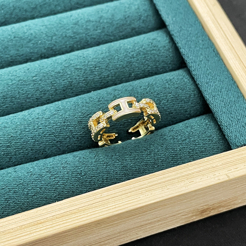 Wholesale Light Luxury Enamel Dropping Glaze Butterfly Flower Ring