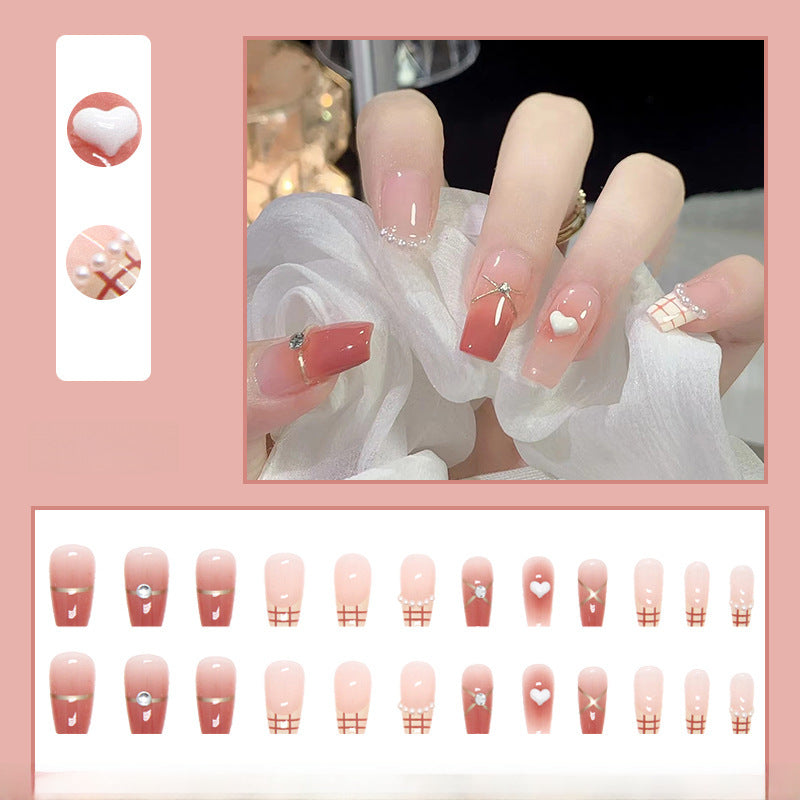 Wholesale 24 Pieces/box 3D Heart Diamond Nails Kits Nail Stickers