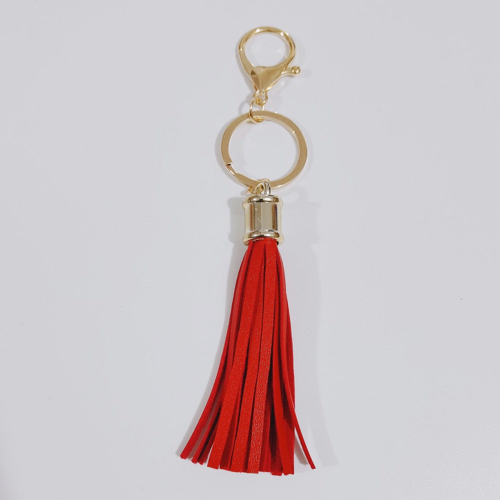 Wholesale Leopard Color Leather Tassel Keychain