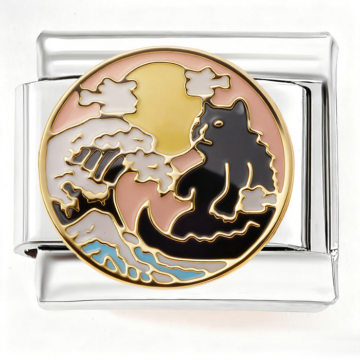 Wholesale Geometric circular oil painting fashion starry sky ocean sunset DIY Composable Bracelet Charms DIY Bracelets