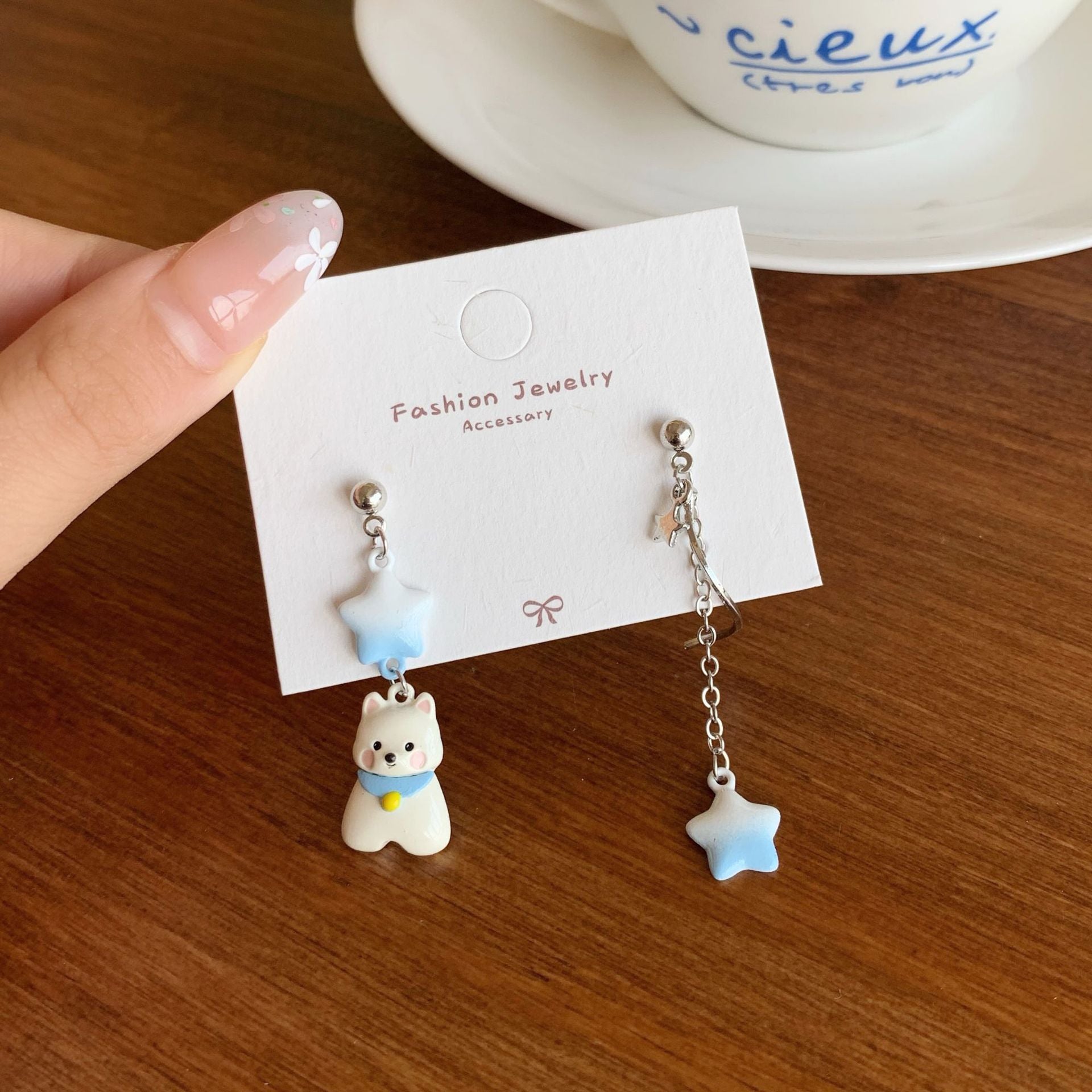 Wholesale Childlike and Cute Puppy Earrings with Tassels Silver Needles Earrings