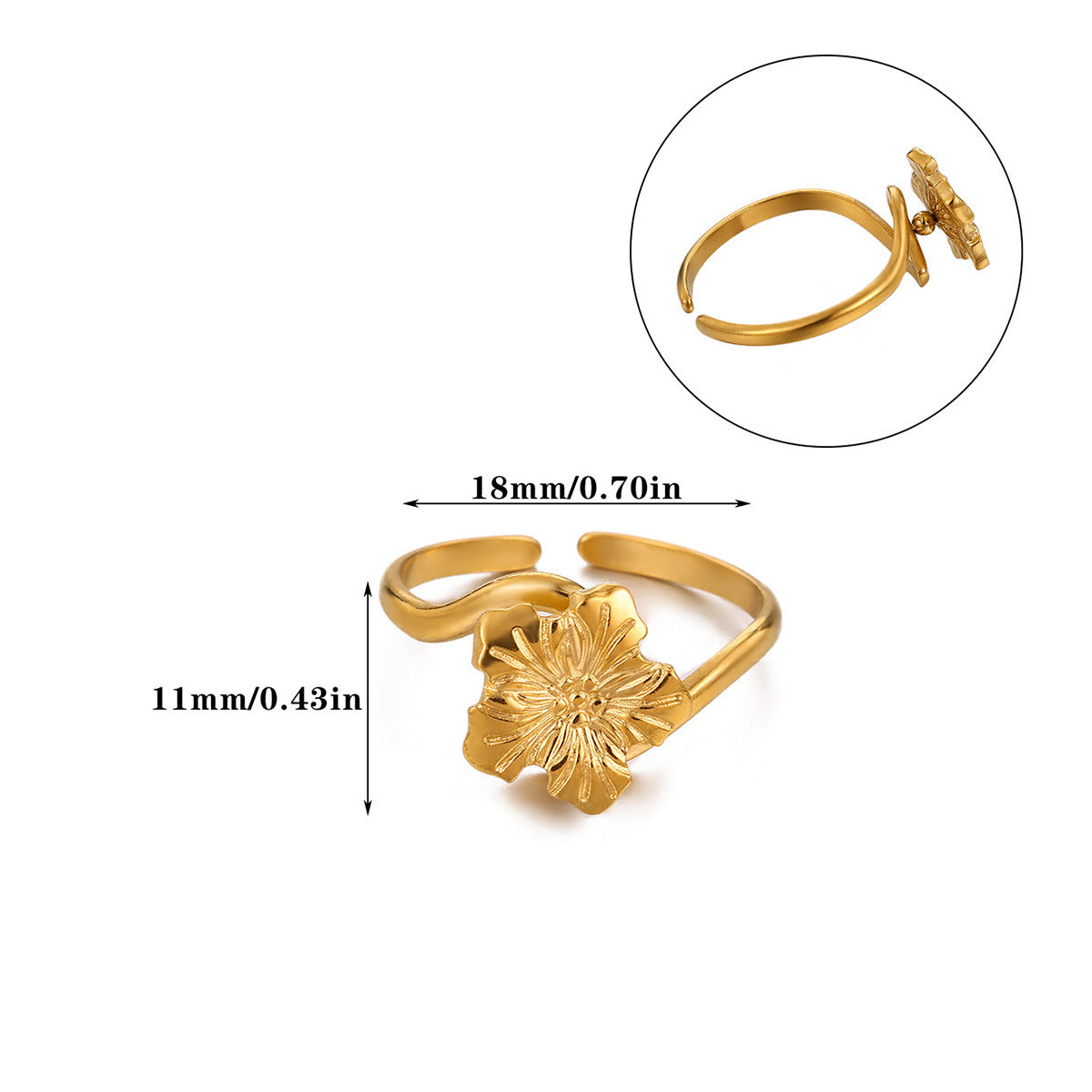 Wholesale Adjustable stainless steel zircon cross flower ring