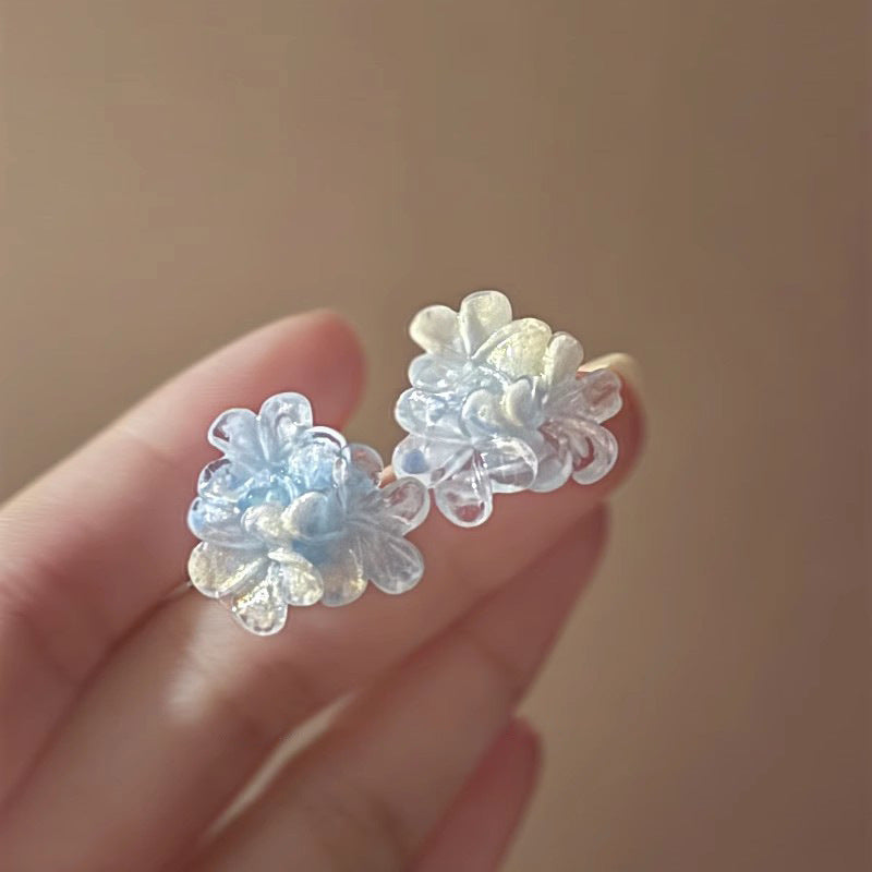 Wholesale Clear Blue Flower Earrings