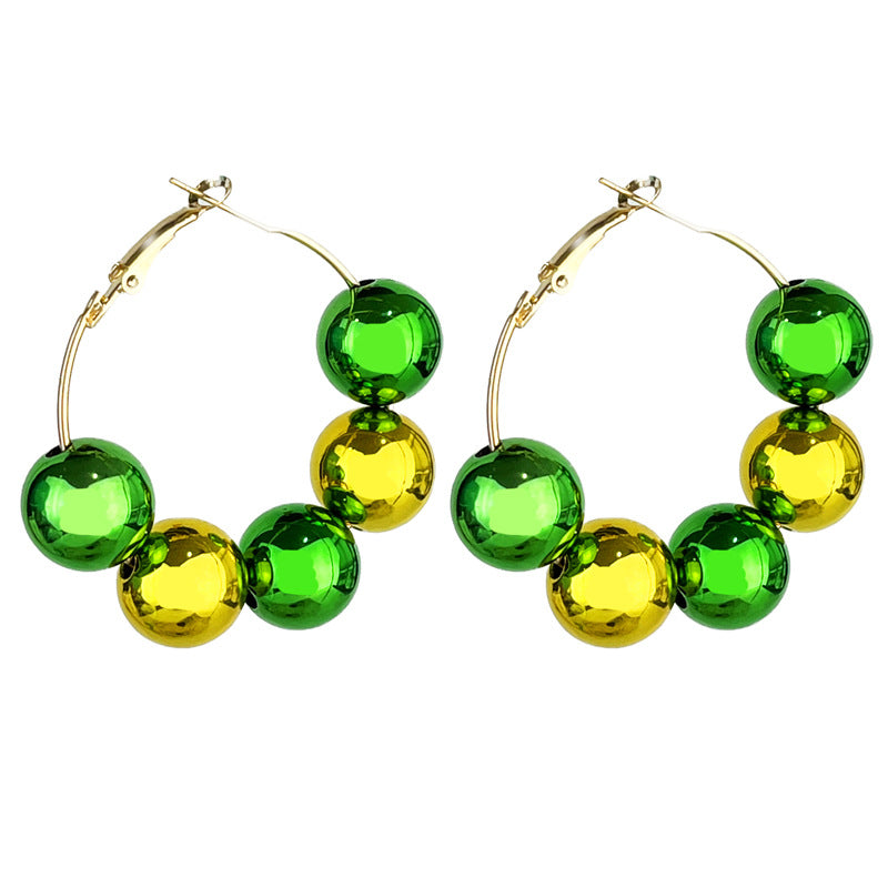 Wholesale 2 pairs/pack St. Patrick's Green Glitter Large Earrings ACC-ES-HY224