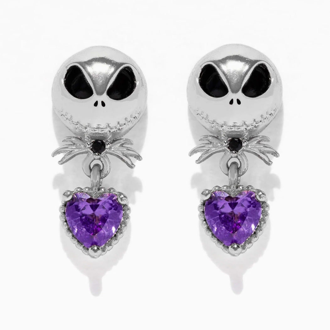 Wholesale Halloween Plated 18K Real Gold Cartoon Pumpkin Ghost Zircon Earrings suit