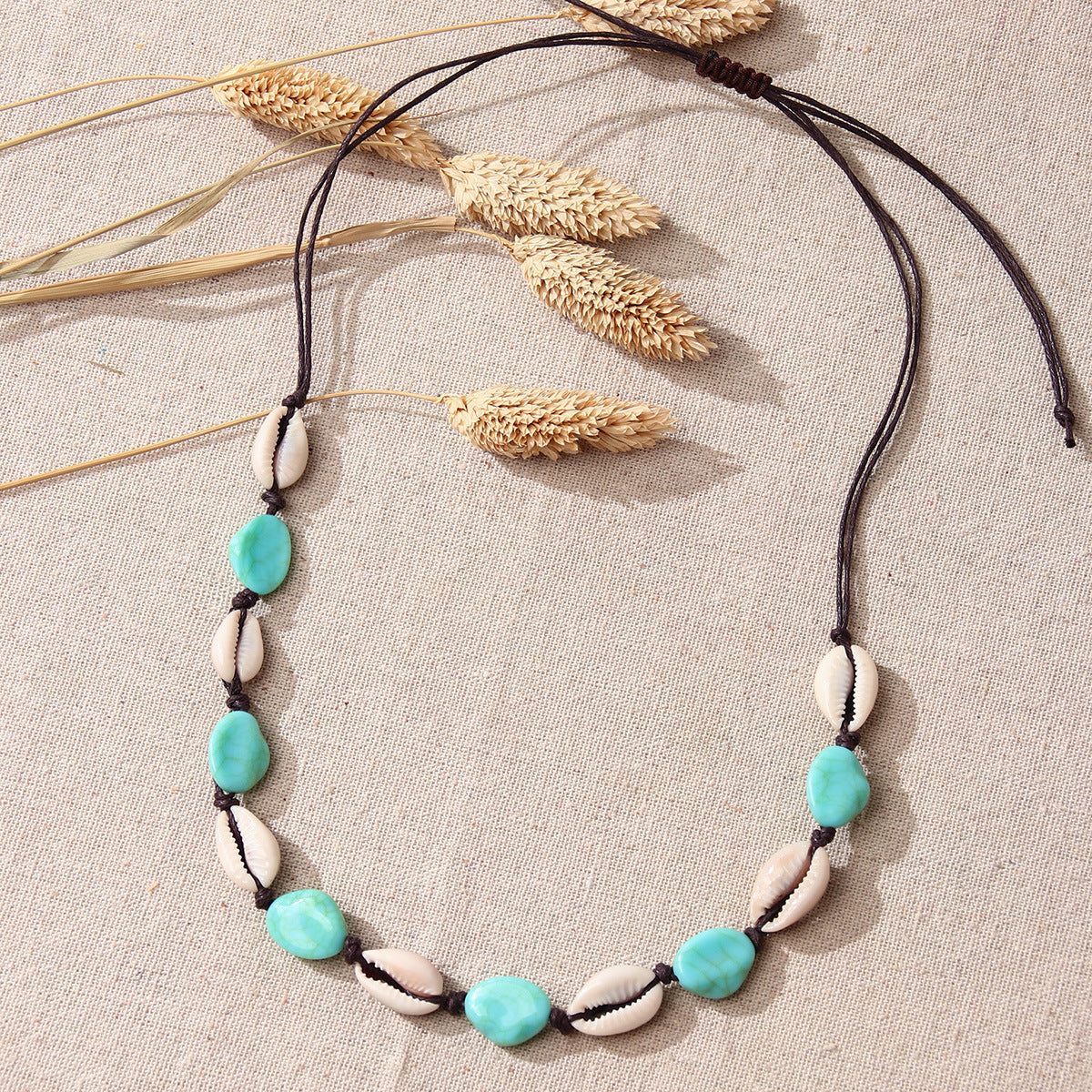 Wholesale Bohemian Turquoise Natural Stone Necklace Handmade Ethnic Style Women Jewelry Accessory Boutique Resale