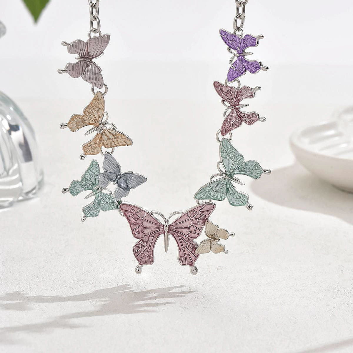 Wholesale Colorful Butterfly Necklace Earrings Set ACC-NE-CMi001