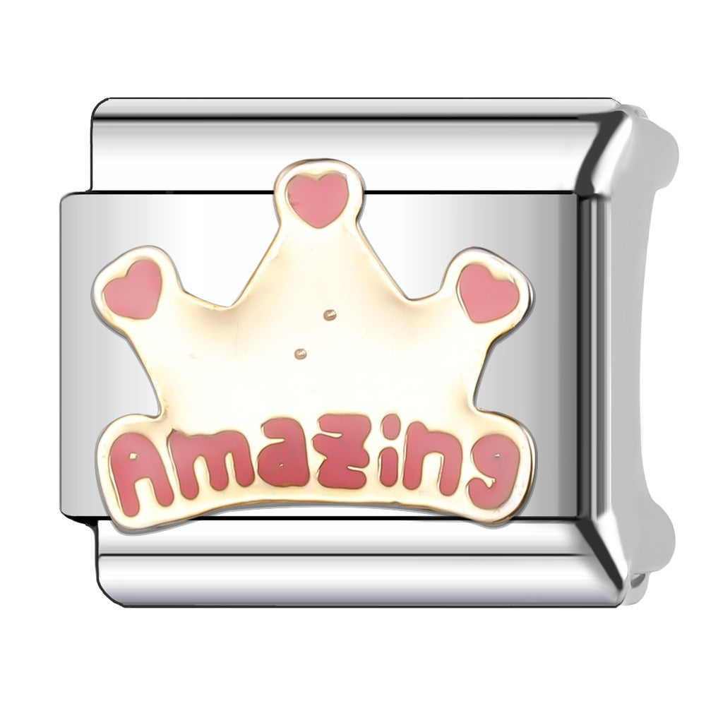 Wholesale Italian Charm Bracelet 9mm DIY Splicing English Stainless Steel Composable Bracelet