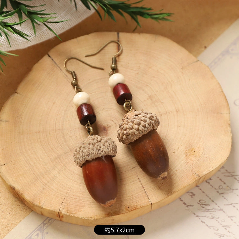 Wholesale Vintage Hand-made Plant Fruit Wood Earrings