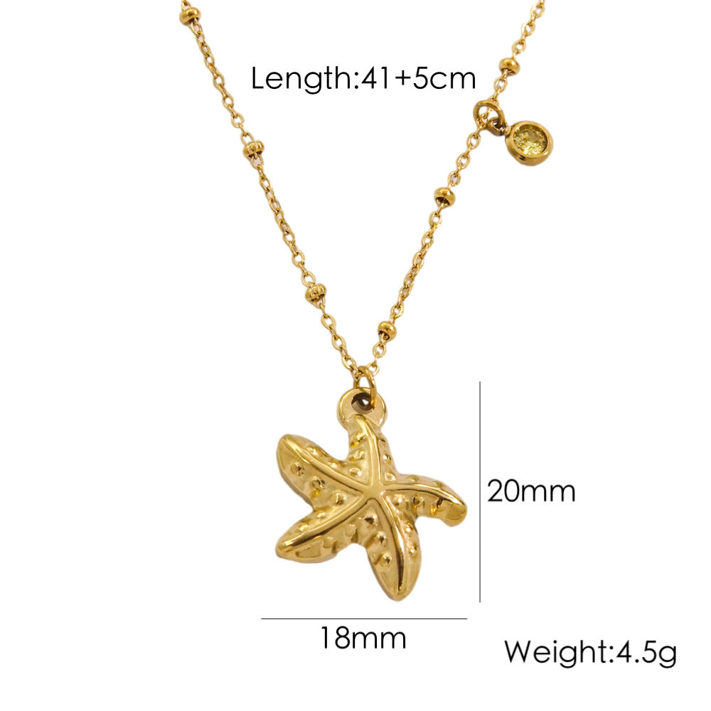 Wholesale Stainless steel Summer Beach Wind Niche Starfish Dolphin Conch Shell Necklaces